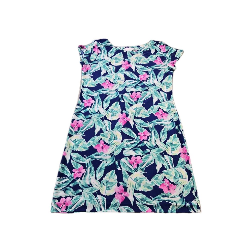 Pappagallo Tropical Lightweight Shift Dress Cap Sleeves Size Medium